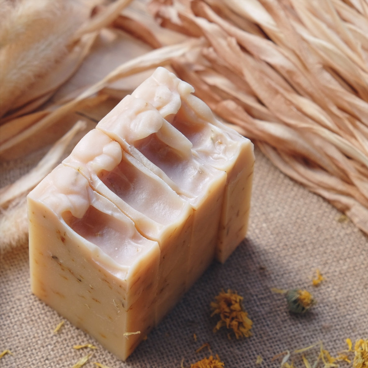 Golden Glow: Cheerful & Radiant Handcrafted Soap with Lemongrass, Lavender, Oatmeal and Calendula