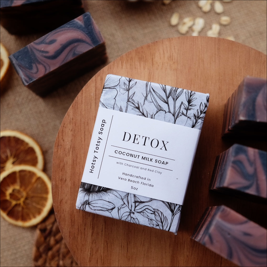 Detox: Purifying & Clarifying Handcrafted Soap with Tea Tree, Orange, and Activated Charcoal
