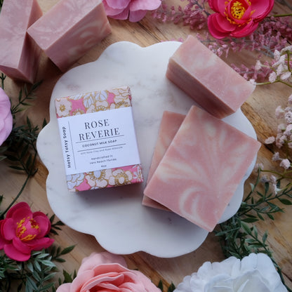 Rose Reverie: Romantic and Floral Handcrafted Soap with Rose Clay, Coconut Milk and Rose Geranium