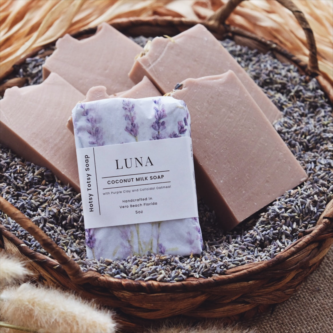 Luna: Gentle & Soothing Handcrafted Soap with Lavender, Oatmeal and Brazilian Purple Clay