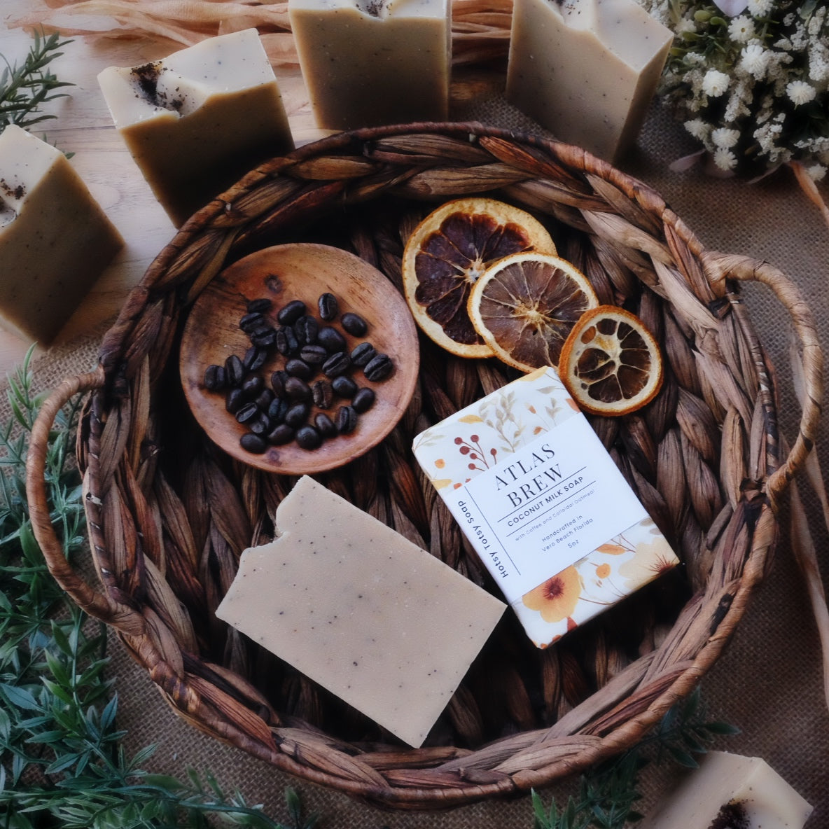 Atlas Brew: Energizing & Exfoliating Handcrafted Soap with Coffee, Cedarwood and Orange