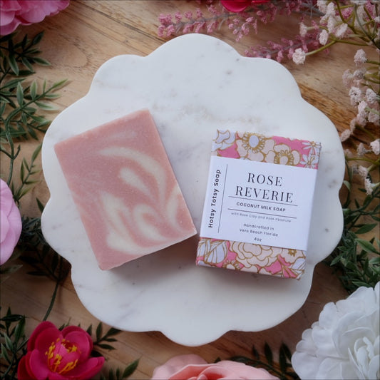 Rose Reverie: Romantic and Floral Handcrafted Soap with Rose Clay, Coconut Milk and Rose Geranium