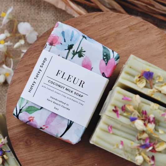 Fleur: Feminine & Floral Handcrafted Soap with Lavender, Ylang Ylang, Frankincense, Kaolin and French Green Clay