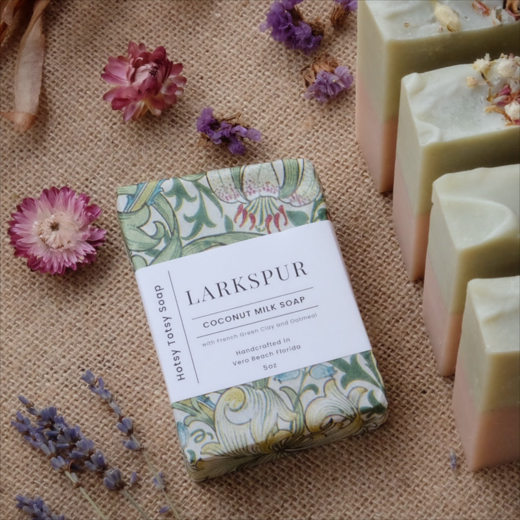 Larkspur: Fresh & Herbaceous Handcrafted Soap with Lavender, Rosemary, Clay and Oatmeal